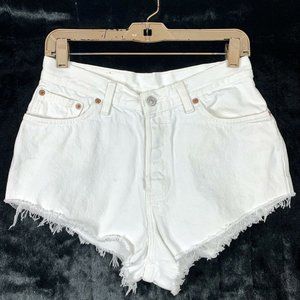 Levis 11 Cut Off Shorts Button Fly White Denim Vin